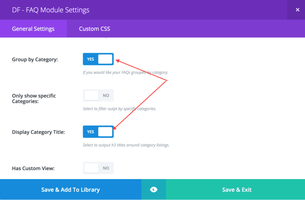 FAQ Module settings