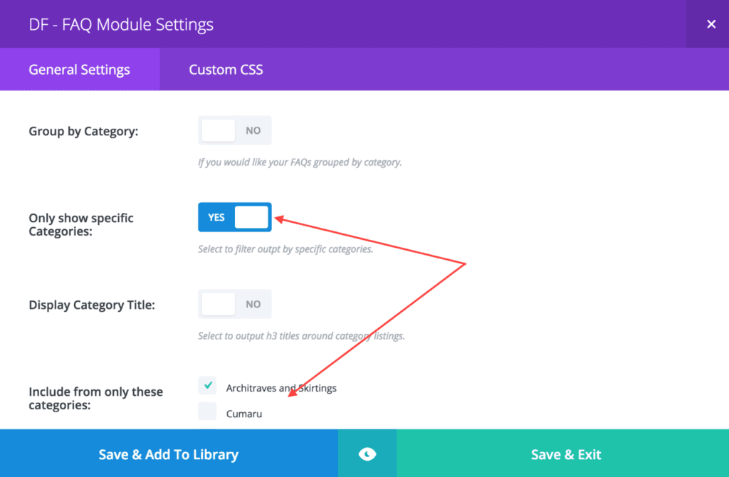 FAQ Module Settings