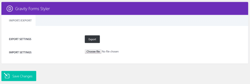 Upload or Export Gravity Forms styler settings