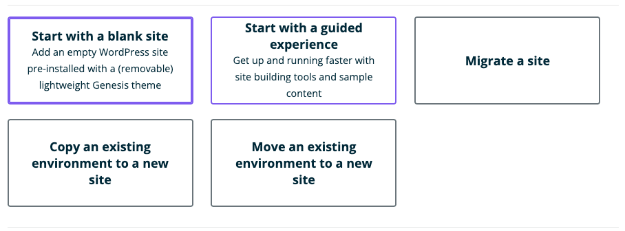 WP Engine 5 site setup methods