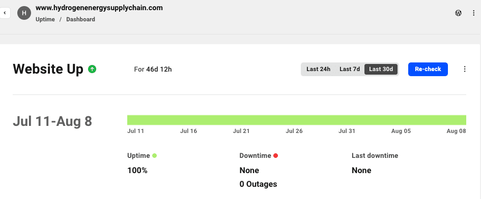 WPMU Uptime monitoring statistics.