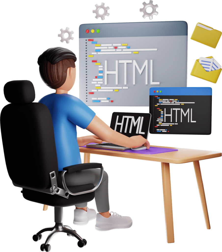 Html Developer 3d Character illustration