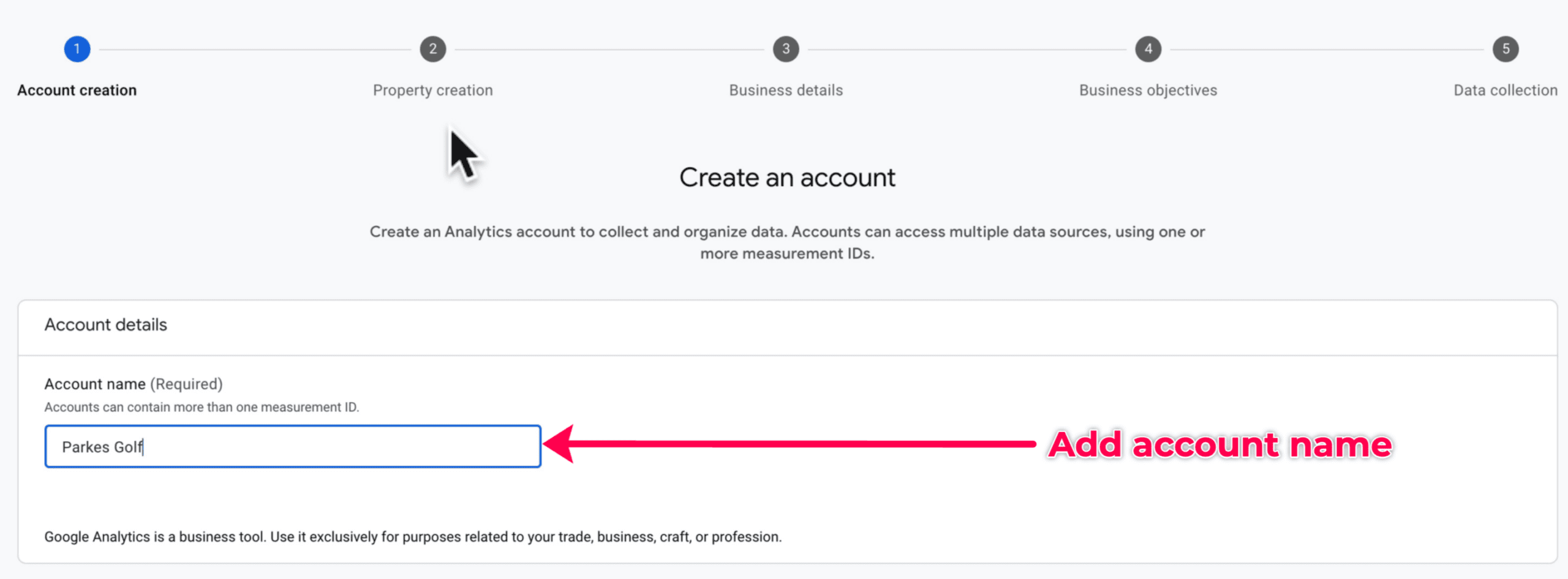 Creating a Google Analytics Account.