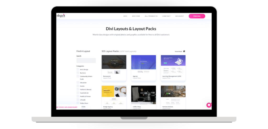 Divi layouts and packs mockup