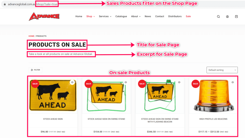 Sales page generated by the Easy Sales Plugin