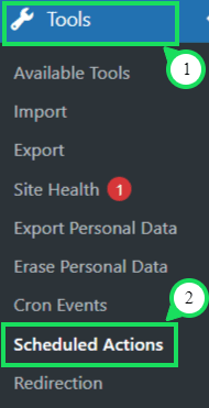 How to go scheduled actions in WP Admin