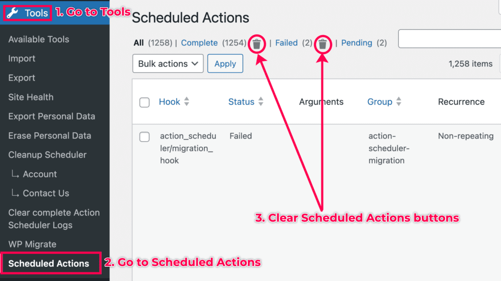 How to clear scheduled actions inside the plugin