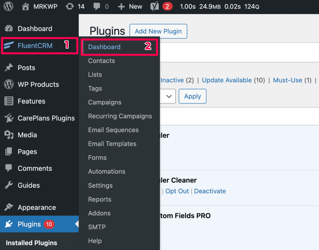 How to access the Fluent CRM Dashboard