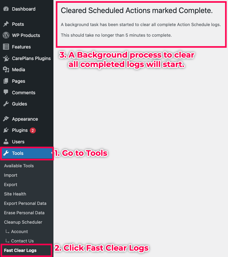 How to Fast Clear large logs in the Action Scheduler Cleaner