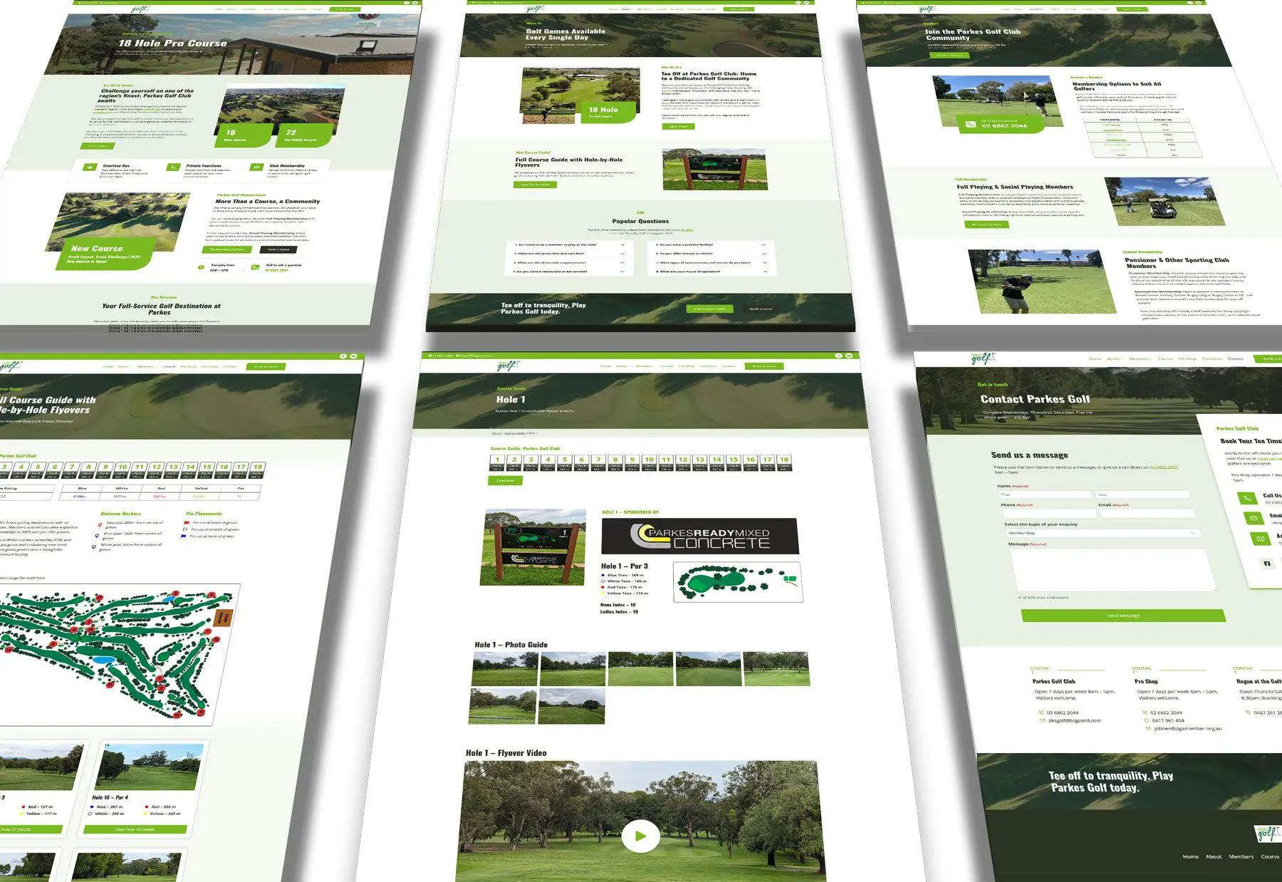 Parkes Golf Club screenshots - perspective mockup