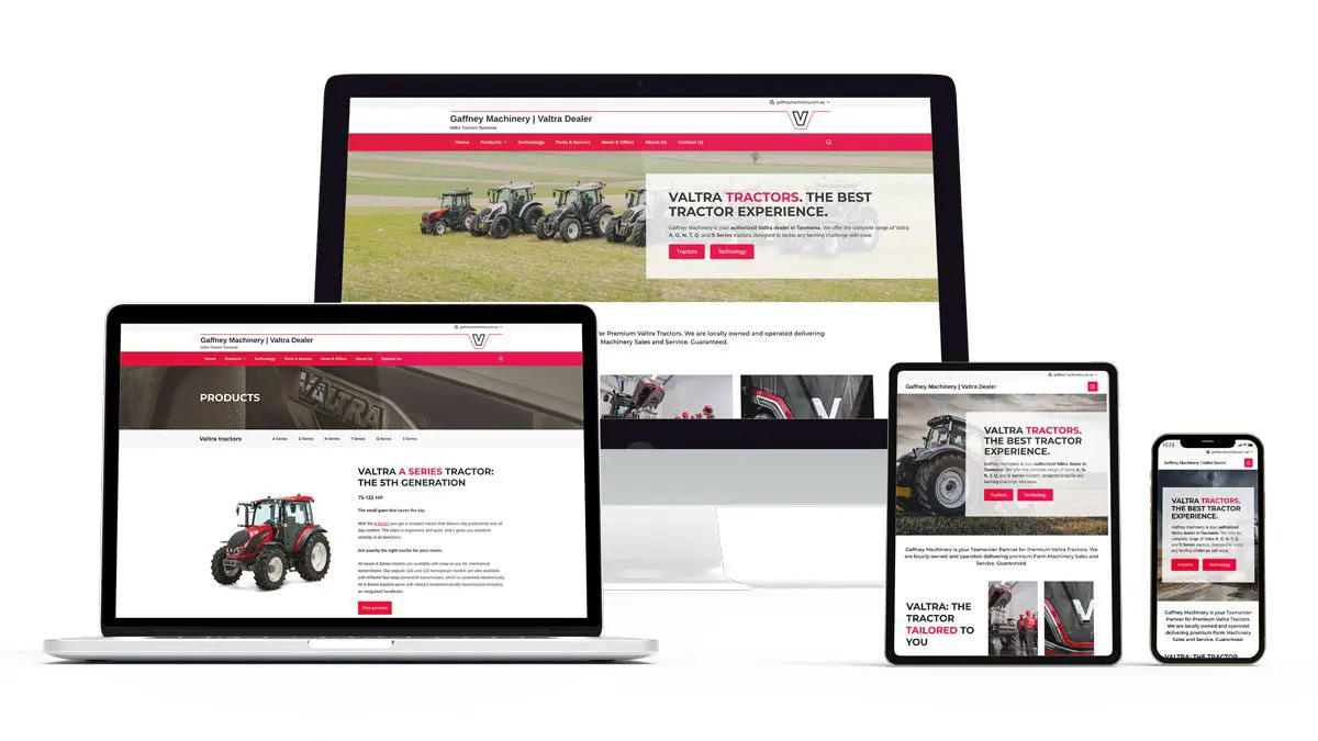 Multiple Device Mockup for Gaffney Valtra Website