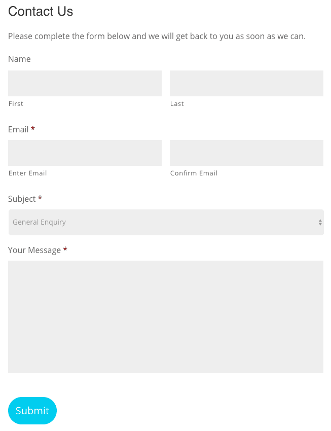 form with default styles applied
