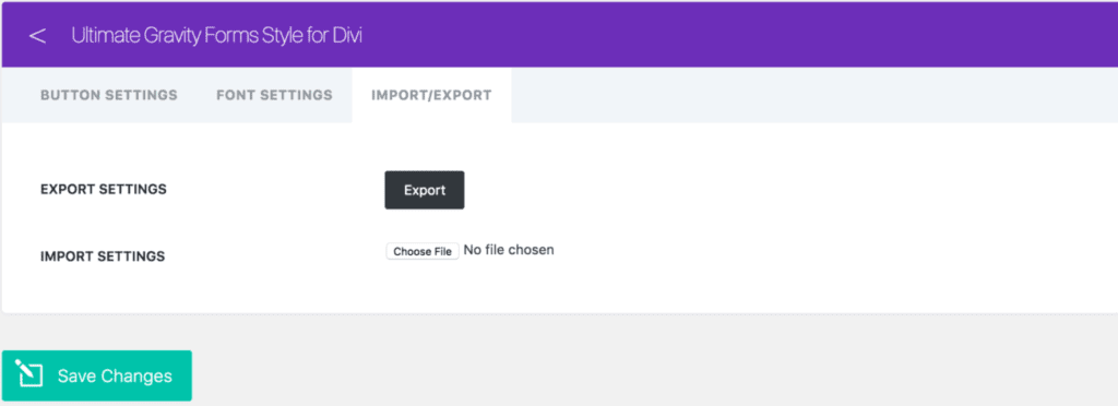 Import or Export gravity form design settings